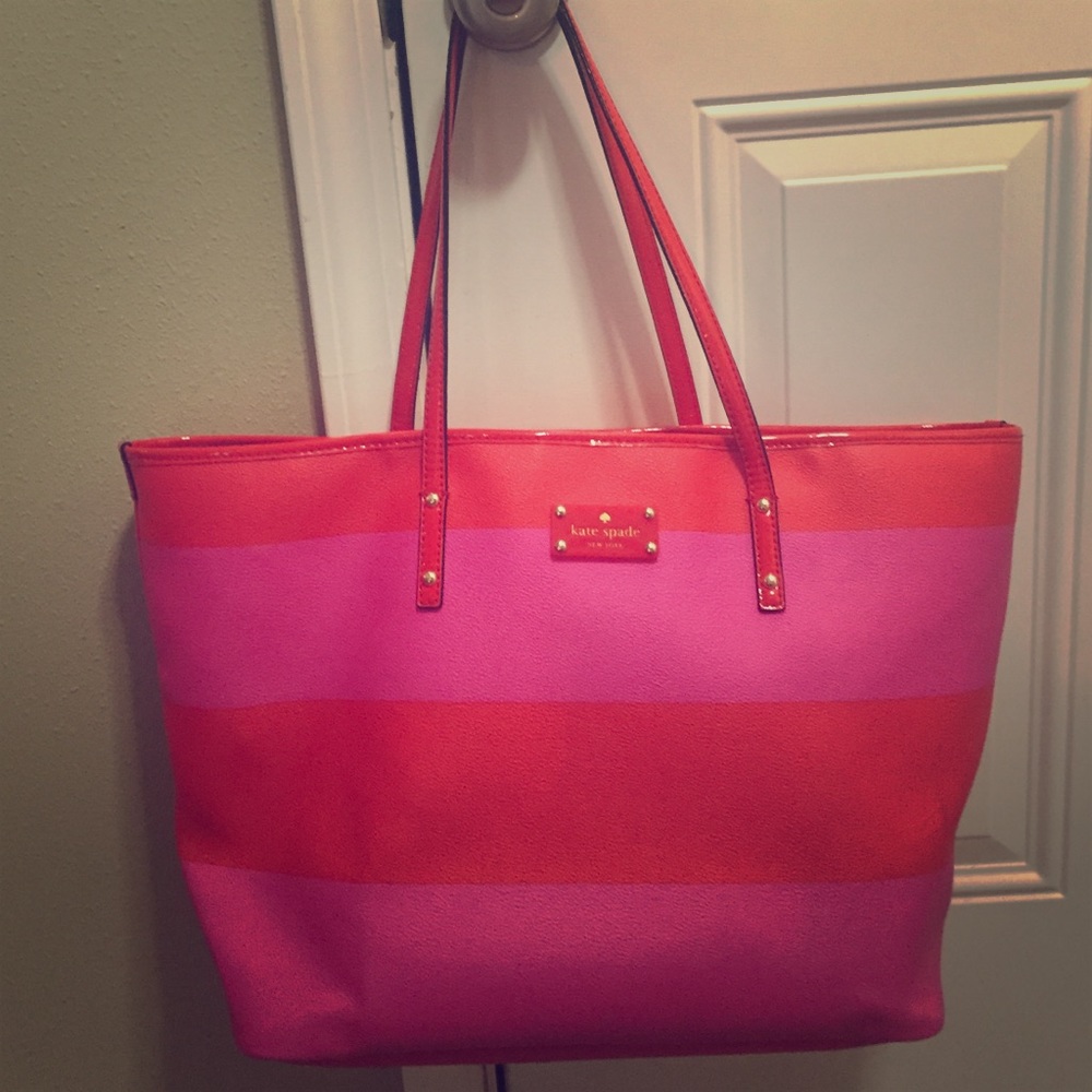 💕Kate Spade Tote - Extra Large Size! 🛍 Beautiful hot pink & red 💖❤️Like new!!
